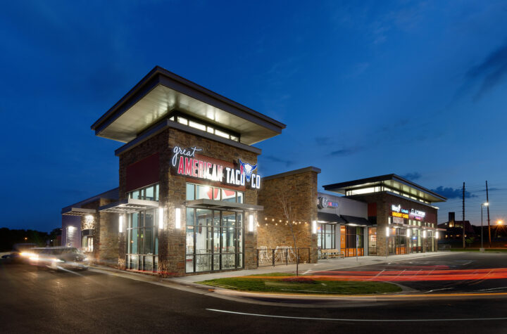 Corner of Magers Crossing at Night